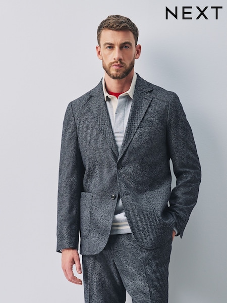 Jūras spēki - Regular Tailored Fit Puppytooth Boucle Textured Suit Jacket