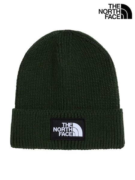 Green - The North Face Logo Box Cuffed Beanie