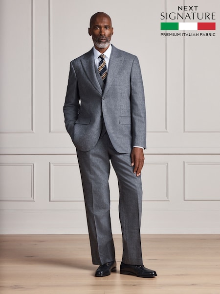 Pelēks - Regular Signature Regular Fit Tollegno Italian Wool Cashmere Blend Textured Suit Trousers