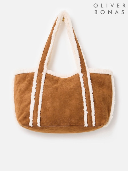Oliver Bonas Brown Faux Shearling Tote Bag (G79437) | R$ 710