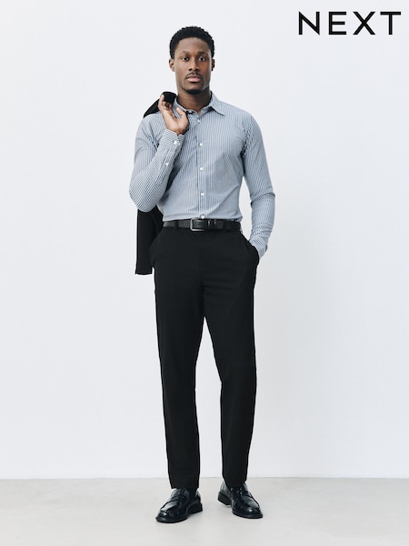 Black - Regular Muscle Fit Motionflex Super Stretch Textured Suit Trousers