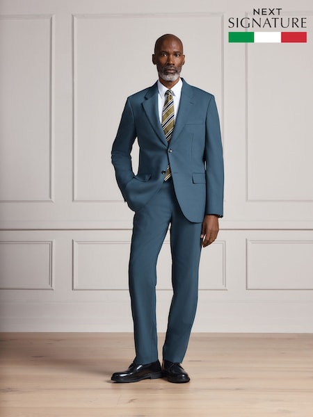 Bright Blue - Regular Signature Muscle Fit Motionflex Stretch Tollegno Italian Wool Rich Suit Trousers