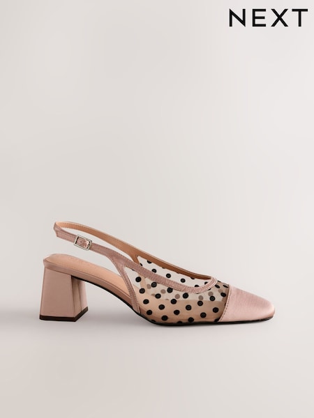 Nude - Forever Comfort® Square Toe Slingback Block Heels