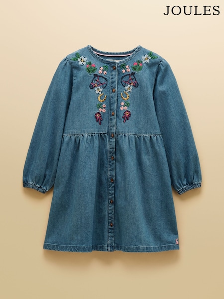 Denim - Joules Girls' Blair Denim Embroidered Dress