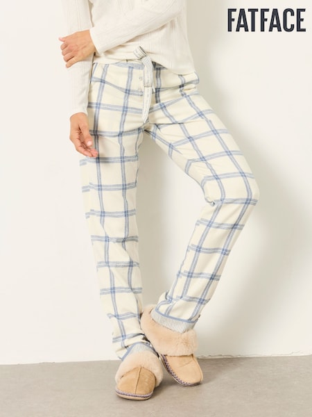 Ivory - Fatface Windowpane Check Pyjama Bottoms