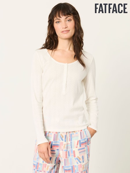 Ivory - Fatface Henley Pointelle Top