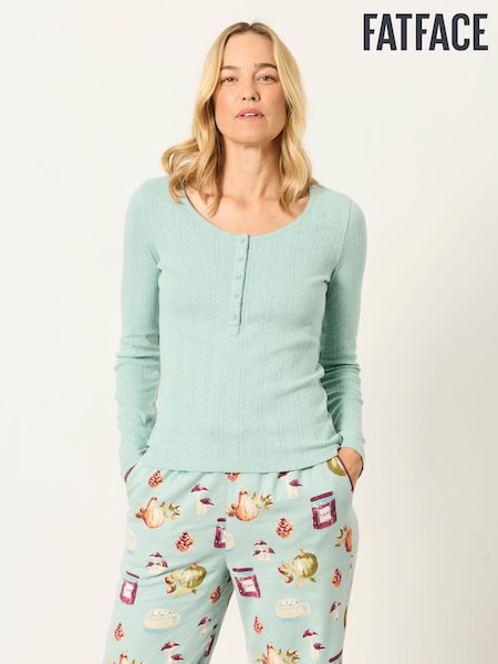 Verde claro - Fatface Henley Pointelle Top