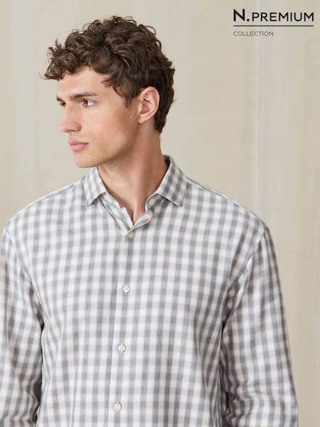 Grey - Regular N.premium Long Sleeve Soft Touch Smart Shirt