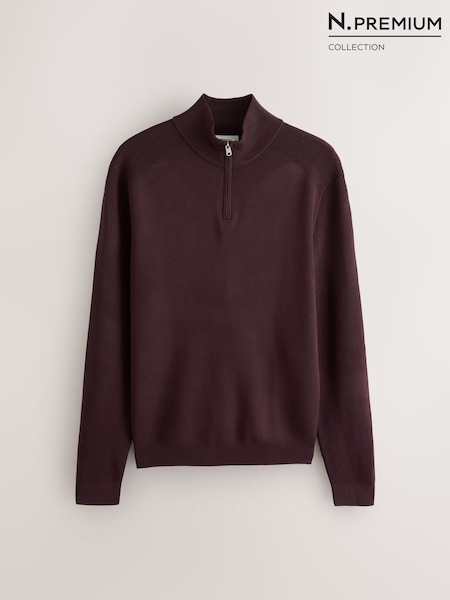 Dark Purple - Regular N. Premium Slim Fit Quarter Zip Jumper