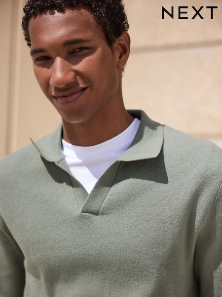 أخضر فاتح - Regular Ultrasoft Knitted Trophy Neck Jumper With Wool