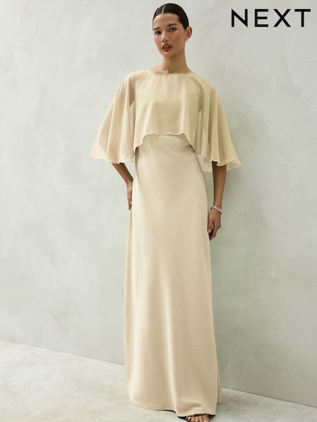 Cream - Cape Wedding Guest Bridesmaid Maxi Dress