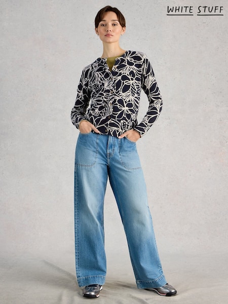 White Stuff Blue Lulu Print Cardigan (G80393) | 318 QAR