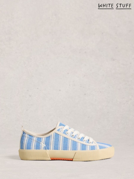 White Stuff Blue Pippa Canvas Lace Up Trainers (G80417) | AED227