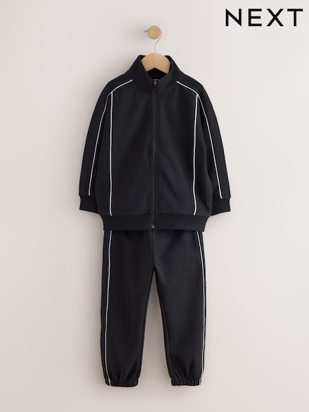Black - Sporty Zip Through Joggers Set (3-16yrs)