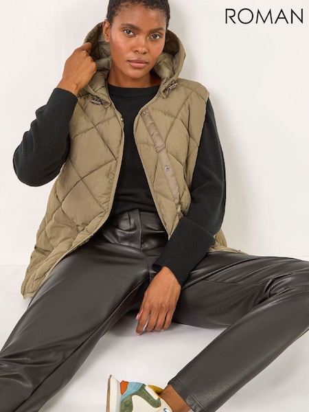 Roman Green Hooded Quilt Gilet (G80485) | 402 QAR
