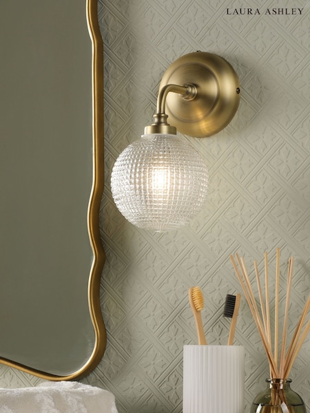 Laura Ashley Brass Langdon Matt Antique IP44 Wall Light (G80630) | € 53