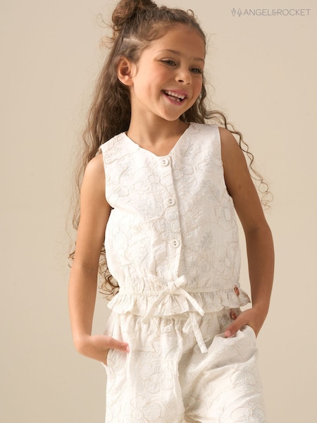 Angel & Rocket Natural Aurora Floral Embroidered Waistcoat Top (G80832) | R$ 275 - R$ 345