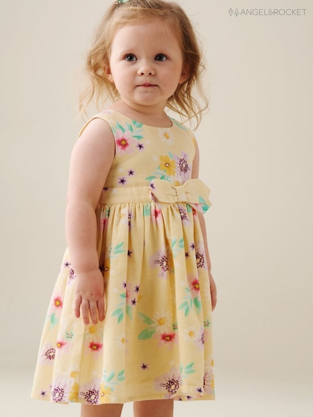Angel & Rocket Yellow Edie Linen Floral Dress (G80836) | OMR17 - OMR19