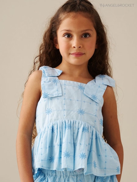 Angel & Rocket Blue Nellie Tie Detail Embroidered Cami (G80843) | R$ 235 - R$ 305