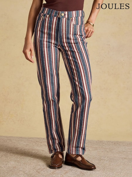 Navy Verigated Stripe - Joules Slim Straight Mid Rise Jeans