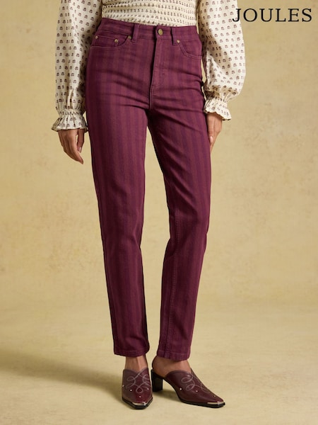Бургундия жолақты - Joules Slim Straight орташа биіктіктегі джинсы шалбар