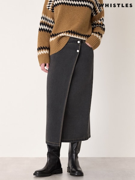 Whistles Denim Button Wrap Midi Skirt (G80990) | € 163