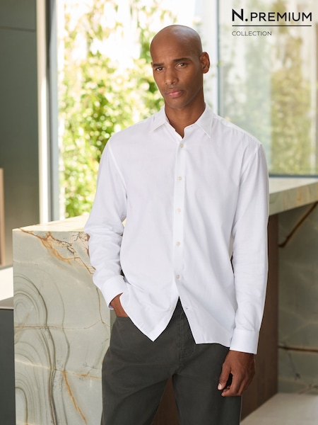 أبيض - Regular N.premium Long Sleeve Soft Touch Smart Shirt