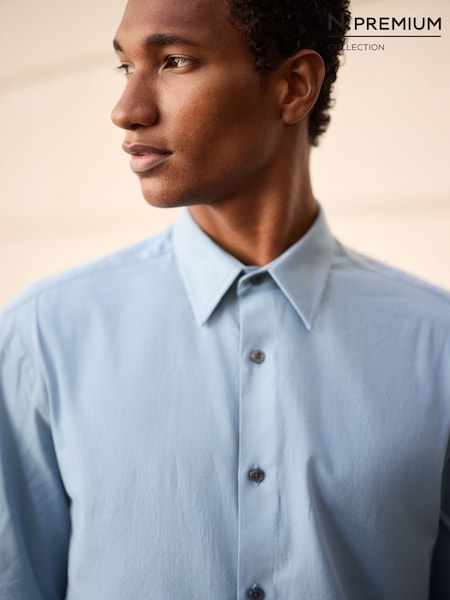 Синий - Regular N.premium Long Sleeve Soft Touch Smart Shirt