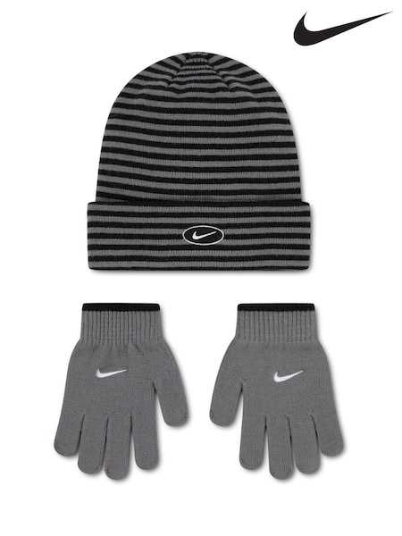Gris - Nike Nan Micro Stripe Peak Beanie Hat