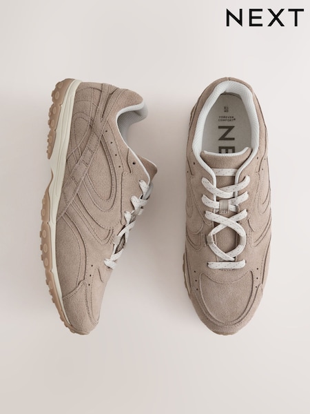 Taupe - Forever Comfort® Suede Wave Sole Trainers