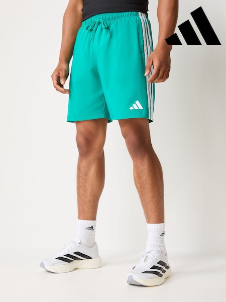Green - Regular Adidas 3 Stripes Swim Shorts 8 Inch