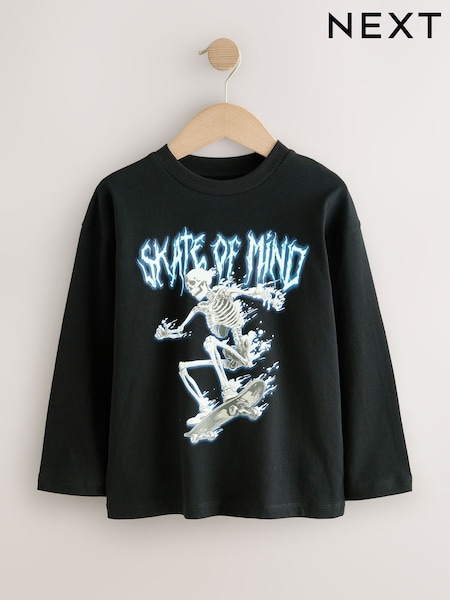 Black Skeleton - Long Sleeve Graphic T-shirt (3-16yrs)