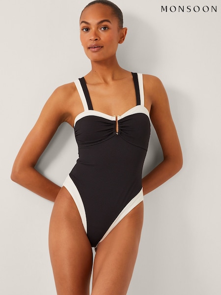 Black - Monsoon Sabrina Two Tone Swimsuit