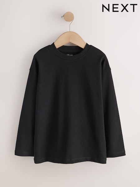 Svart - Cosy Long Sleeve T-shirt (3-16yrs)