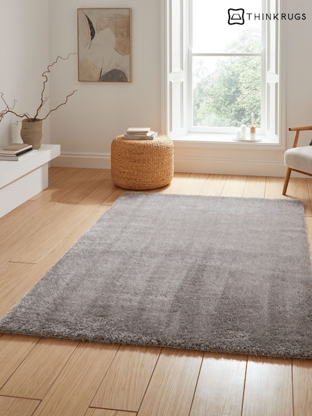 Think Rugs Silver Lux Shaggy Plain Shaggy Rug (G81965) | 16 BD - 83.50 BD