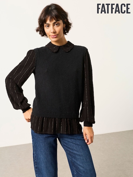 Brillo negro - Camiseta sin mangas de punto de doble capa