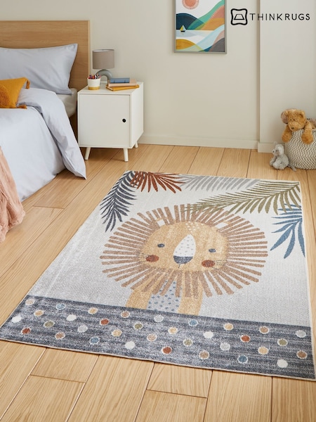 Think Rugs Grey Vida Kids Lion Rug (G82332) | OMR18 - OMR31