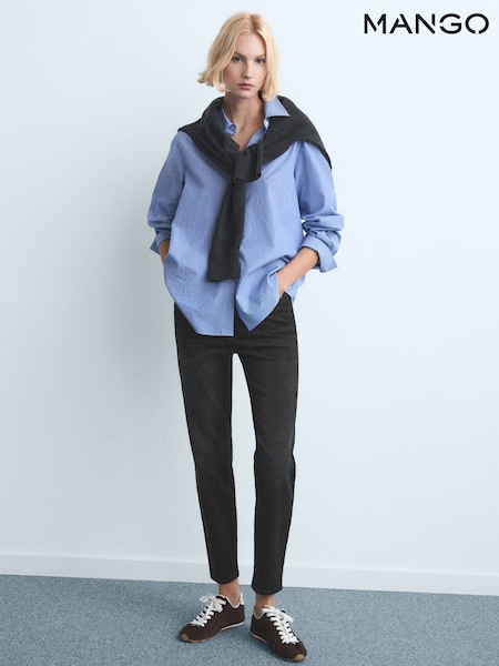 Mango Black High Waist Stretch Slim Mom Fit Jeans (G82429) | €53