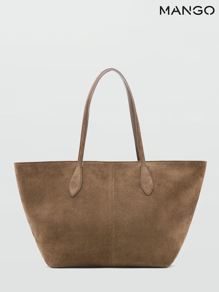 Mango Brown Suede Large Tote Bag (G82444) | €159.50