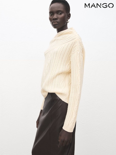 Mango Cream Cable Off Shoulder Knitted Jumper (G82447) | €61