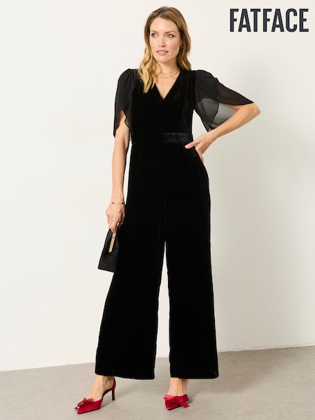 黑色 - Fatface Opal Velvet Jumpsuit