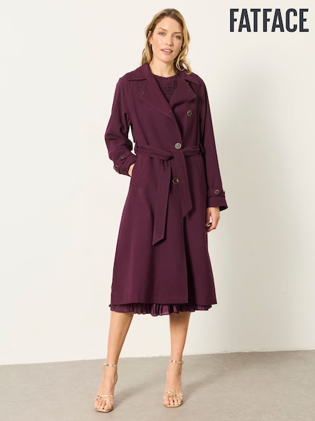Wine - Fatface Longline Trench Coat
