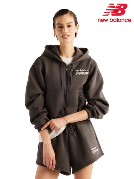 Black - New Balance Trackside Fleece Full Zip Hoodie