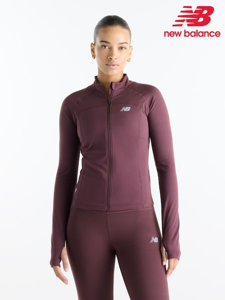 Brown - New Balance Harmony Fitted Full Zip Jacket