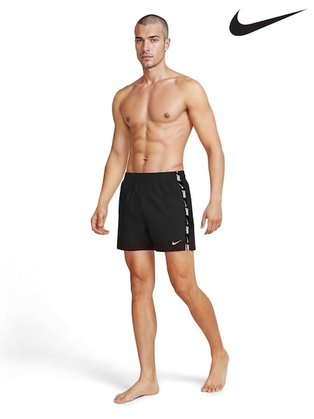 Black - Regular Nike Breaker Logo Tape 5" Swim Shorts