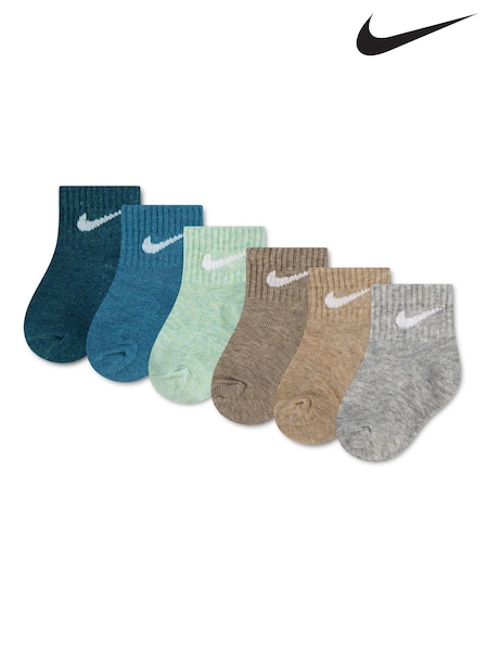Green - Nike Infant Swoosh Ankle Socks 6 Pack