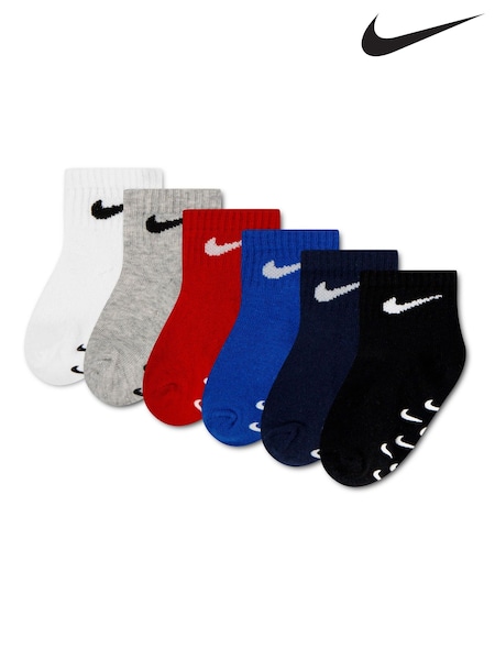 Blue - Nike Core Swoosh Gripper Socks 6 Pack