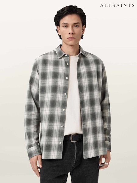 AllSaints Grey Kelby Long Sleeve Shirt (G83610) | AED577