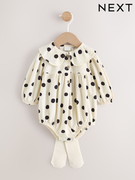 Punto monocromático - Baby Romper And Tights 2 Piece Set (0mths-2yrs)