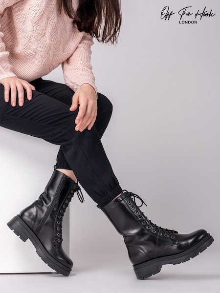 Off The Hook Camden Leather Lace-Up Combat Alto Ankle Boots (G84094) | 78 €
